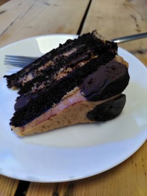 Chocolate and salted caramel cake (October 2022) at Sanders Yard in Whitby