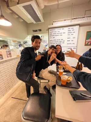 With friends at Superiority Burger in Tokyo