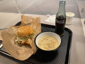 TFT and soup at Superiority Burger in Tokyo