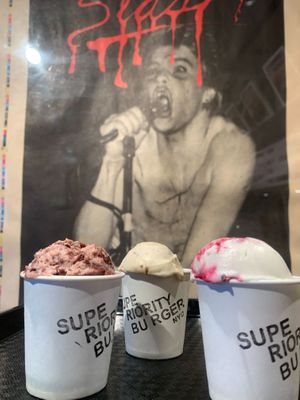 Our famous gelato is available all year round. Flavors change frequently - don't miss them! at Superiority Burger in Tokyo