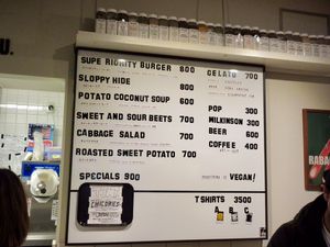 Menu at Superiority Burger in Tokyo