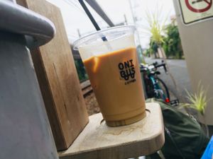 Iced soy cafe latte at Onibus Coffee in Tokyo
