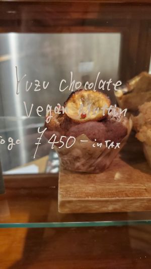 Yuzu chocolate vegan muffin at Onibus Coffee in Tokyo