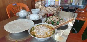 Curry noodle, Bana flower salad, steam rice at Huong Tu Bi in Hoi An