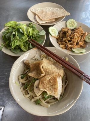 Small mushroom stir fry and Coa lau at Huong Tu Bi in Hoi An