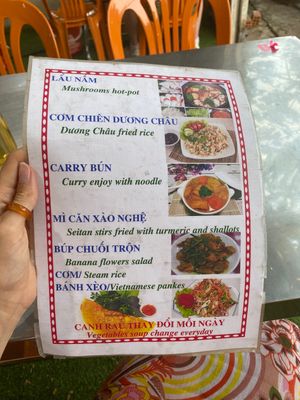 Menu at Huong Tu Bi in Hoi An