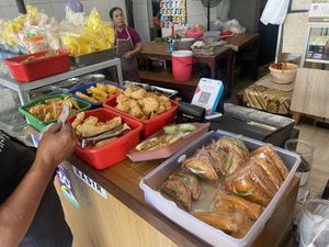 Cashier desk with some more goodies like fried bananas or fried tofu  at Warung Jawa - Moro Seneng in Denpasar