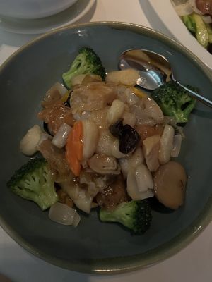 Braised bamboo pith, pumpkin, superior vegetables  at Above & Beyond in Kowloon
