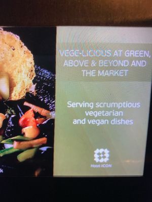 As for their veg menu in the elevator at Above & Beyond in Kowloon