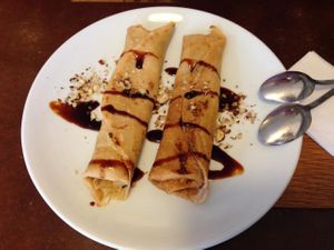 Blintzes at Aba Gil Organic Food in Tel Aviv