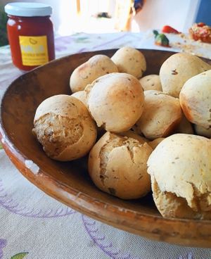Pão de beijo at Na Lua Veg in Salvador