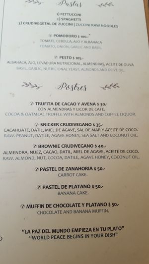 menu at Le' Kaat in Valladolid
