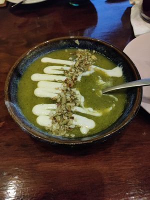 Soup of the day (vegan) at Le' Kaat in Valladolid