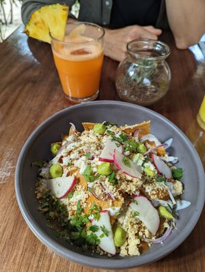 Chilaquiles! Got better & better with every bite!! at Le' Kaat in Valladolid