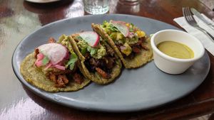 Trio of tacos at Le' Kaat in Valladolid