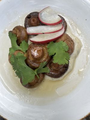 Smoked mushrooms  at Le' Kaat in Valladolid