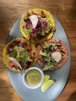 Trilogy of tacos - 160 pesos  at Le' Kaat in Valladolid