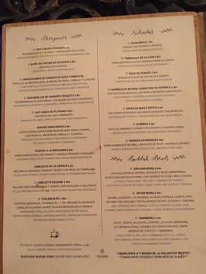 Menu at Le' Kaat in Valladolid