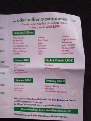 Menu Page 2 at Café & Bistro Erdapfel in Cologne