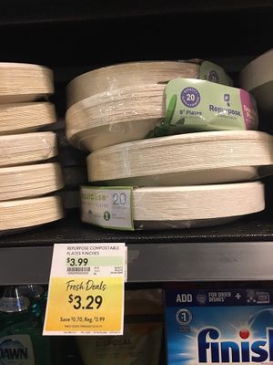 Compostable 9 inch plates at The Fresh Market in Alexandria