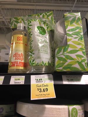 Compostable cups at The Fresh Market in Alexandria