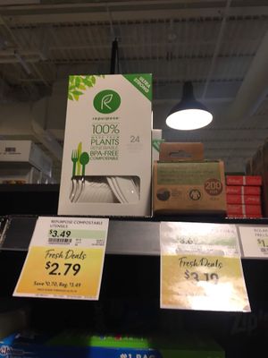 Compostable utensils at The Fresh Market in Alexandria