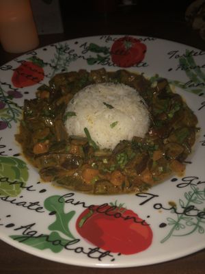 Caribbean curry  at Hacienda BLU Beach Lounge & Grill in Liberia