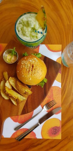 Vegan Burger at Hacienda BLU Beach Lounge & Grill in Liberia