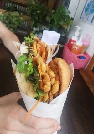 Deep fried Tofu sandwiches at Banh Mi Vietnam - Food Stall in Pai