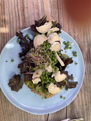 Sandwich with pea pesto and vegan goat cheesee  at De Gillende Keukenmeiden in Zwolle