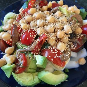 Sesame crunch peanut satay avocado salad. at Picasso's Urban Tapas Bar in Estepona