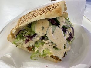 Tofu sandwich with special sauce and veggies  at Wolf Down in Ottawa