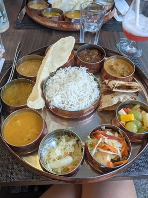 Dinner vegan thali at Thali by Coconut Lagoon in Ottawa