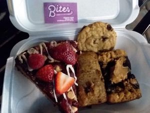 Gluten-vegan desserts by GreenBitesGo that I got at a holiday event they were at. (red velvet cake, banana bread, cookie, peanut butter chocolate cake/loaf) at GreenBites in Fort Myers