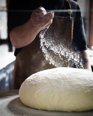 Pizza dough hand made in store  at Alphington Social in Alphington