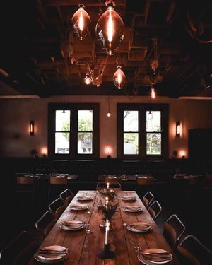 Range of tables: communal, low, high and bar seating at Alphington Social in Alphington