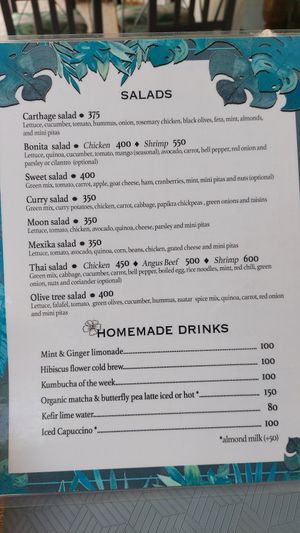 Menu at Tropik Bowl in Las Terrenas