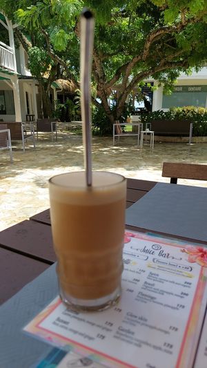 Iced capuccino with almond milk at Tropik Bowl in Las Terrenas