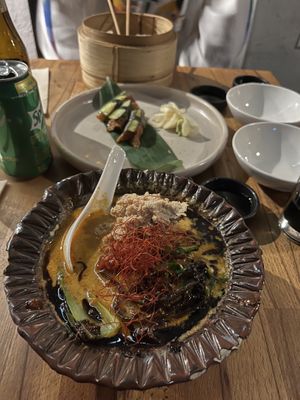 Black ramen and vegan sushi   at Shinmachi in Newtown