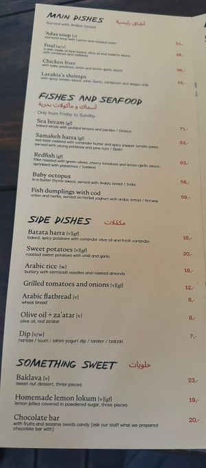 Main menu and desserts  at Mezzalians in Krakow