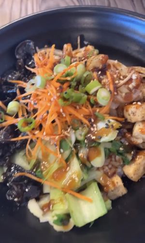 Tofu bowl with rice.  at Bowls Noodle Bar in Oranjestad