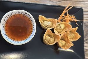 Vegan wontons.  at Bowls Noodle Bar in Oranjestad
