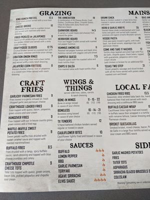 Menu1 at The Annex Crafthouse in Houston