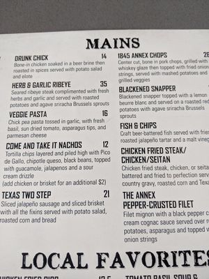 Menu3 at The Annex Crafthouse in Houston