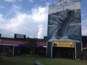 Front of Papayas and Clock Tower at Papaya's Natural Foods in Kapaa