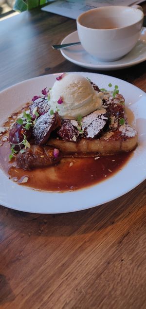 french toast with plumbs at Pure Vegan in Lancaster