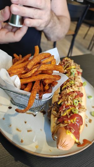 Hot dog meal   at Pure Vegan in Lancaster