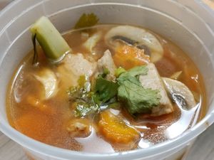 Tom yum with chikin. Flavorful at Salaya in Los Angeles