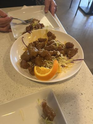 orange chicken  at Salaya in Los Angeles