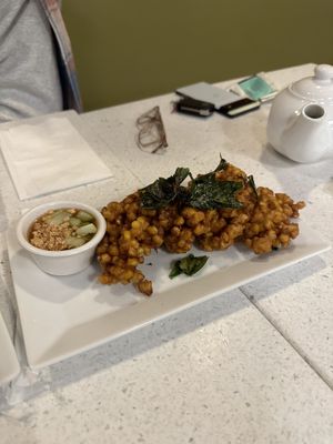 Corn cakes (tasty!)  at Salaya in Los Angeles